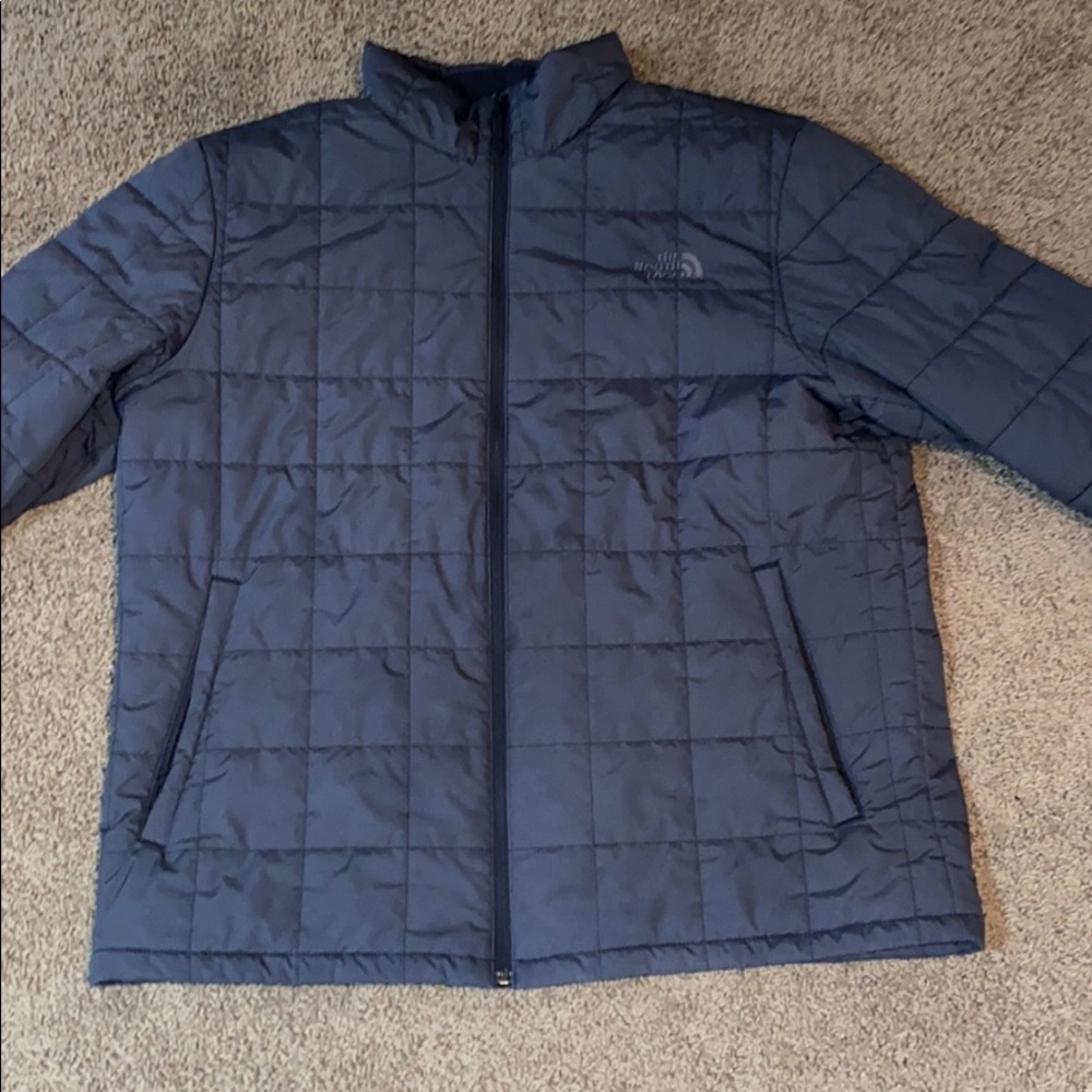 North face coat zip up no hood grey
